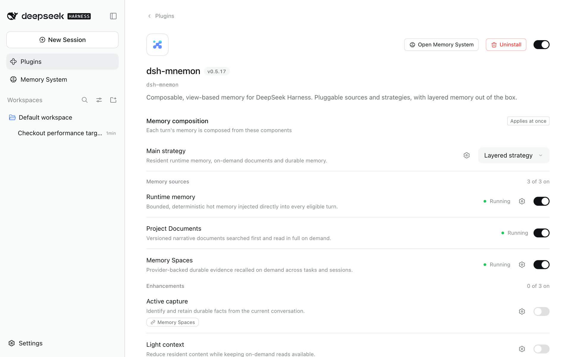 The Memory composition board on the dsh-mnemon plugin page